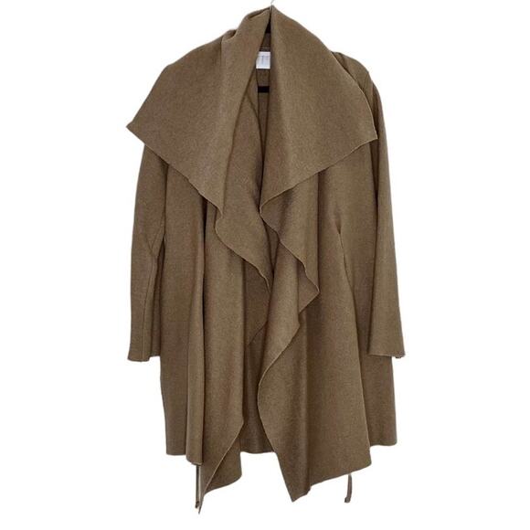 Harris Wharf London Virgin Wool Draped Blanket Coat in Camel Tan Size US 8 - Picture 3 of 8
